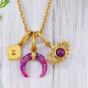 Kendra Scott Gemma Vintage Gold and Pink Pendant Necklace